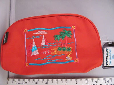 NUEVO CON ETIQUETAS Polizón Lindo Rojo Cremallera Bronceado Loción Bolso de Playa Tropical Concha Peces HD002 Foto 1 de 4