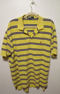 Men’s Ralph Lauren Short Sleeve Polo Yellow Stripe XL 30"L  Used - Blemish Front - Picture 1 of 6