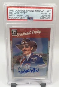 Richard Petty #7/43 Optic Signature PSA NM-MT 8 Auto 10 2023 Donruss # of Champs - Picture 1 of 3