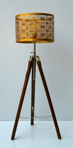 Nautical Floor Lamp Wooden Tripod Stand lamp Vintage Living room Home Decor lamp - Picture 1 of 3