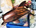 Bohemian Vintage Mahogany Spirited Wooden Joyful Shine Dolphin Oceanic Art 