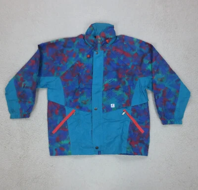 Imperméable Rétro Vintage 90s Full Print Crazy Pattern K-Way Homme S Bleu - Photo 1/4