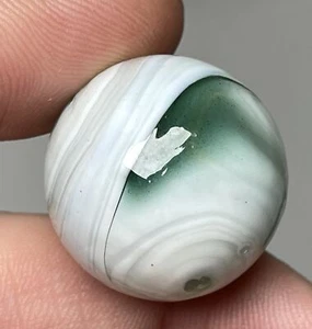 Pontil único remolinado blanco verde vintage ~1" vidrio búlgaro circo mármol #38 - Imagen 1 de 14