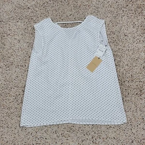 Halogen Shirt Womens Extra Small White Black Dots Sleevless Ladies Casual NEW - Picture 1 of 11