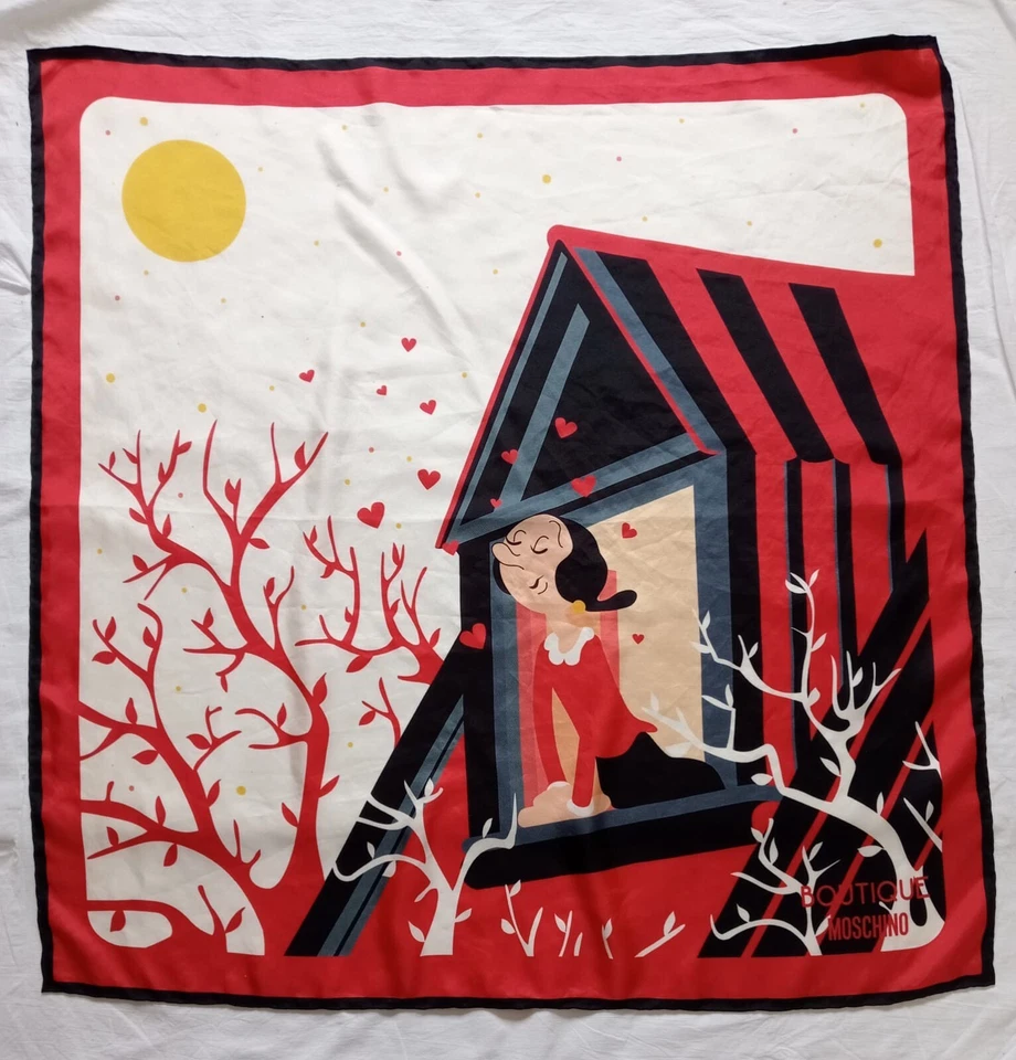 Cachecol de seda Y# Moschino 34/33 polegadas tem fios puxados + manchas - Imagem 1 de 4