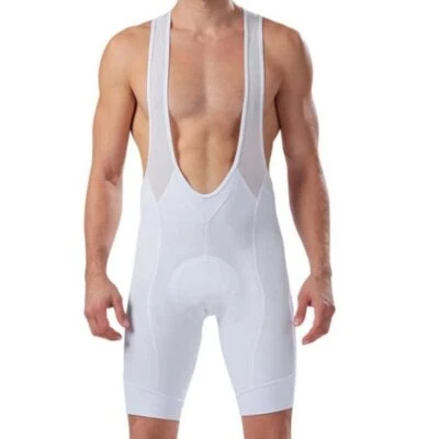 Plain Color White Laser Cut Cuff Professional Bike Cycling Bib Shorts for Men... - Image 1 of 4
