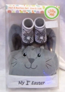 Infant Baby Boy or Girl 1st Easter Rabbit Embroidery Hat & Sock Set 0-12M-New! - Picture 1 of 2