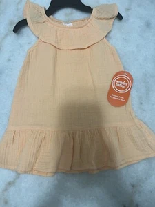 NWT Wonder Nation Toddler Girl Sundress, Apricot/Light Orange, 12 Months - Picture 1 of 3