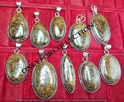 Lote de colgantes hechos a mano de piedras preciosas de bronce de buen ambiente enchapados en plata de ley 925 Foto 1 de 4