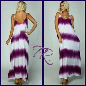 Women dress. NEW Purple-white maxi. Mistic Prysm. Size L & M - Picture 1 of 5