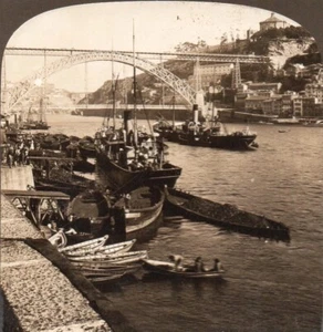 Vue stéréo tirage albuminé Navigation sur le Douro, Porto H. C. White & Co - Picture 1 of 2