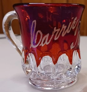 Vintage Ruby Flash Stained Red Pressed Glass Small Shot Glass, Carrie Redd 1914 - Picture 1 of 6