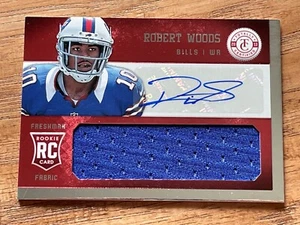 2013 TOTALLY CERTIFIED FOOTBALL ROBERT WOODS AUTOGRAPH FABRIC ROOKIE CARD148/299 - Picture 1 of 2
