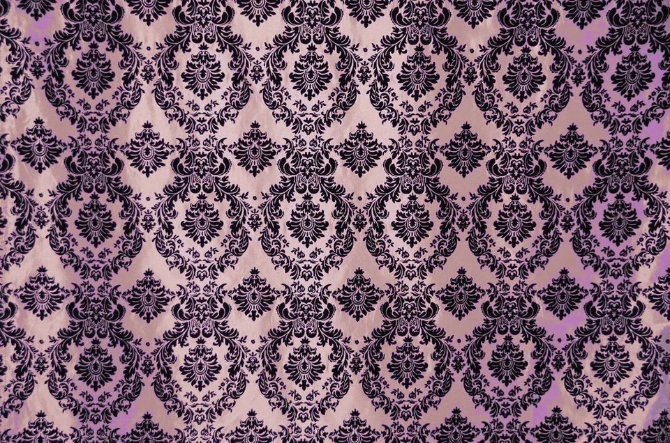 TAFFETA DAMASK VELVET FLOCKED PINK DRESS BY THE YARD - Image 1 of 1