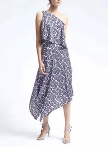 Banana Republic Paisley One-Shoulder-Kleid neu mit Etikett Gr. 14 weiß Paisley - Bild 1 von 3