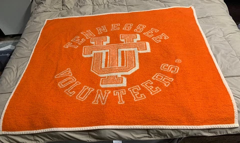 Vintage Biederlack University of Tennessee Orange White Stadium Throw Blanket Cover