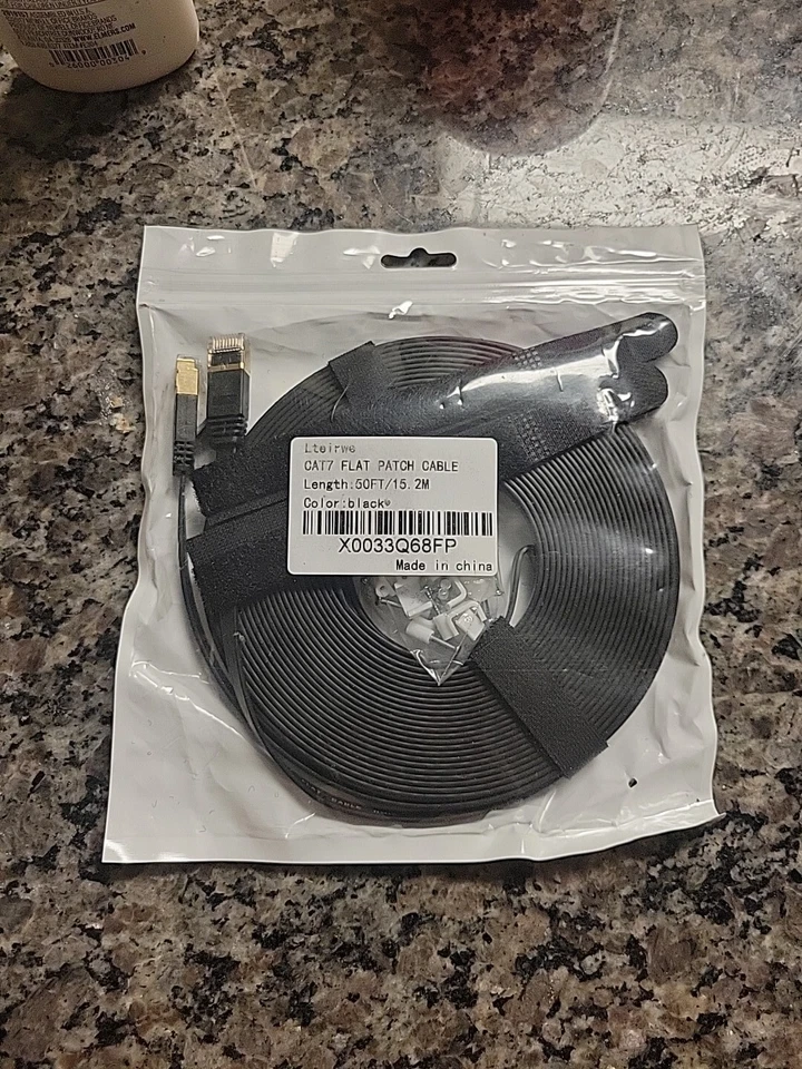 50FT CAT7 CAT 7 Flat Ethernet Cable LAN RJ45 Internet Router Patch Cord 50 Feet - Image 1 of 1