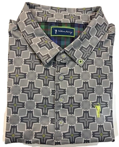 William Murray Polo Shirt Mens Large Gray Geometric Print Golf Logo Poly / Spand - Picture 1 of 10