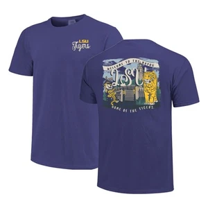 Women's Purple LSU Tigers Comfort Colors Campus Scene Drawing Script T-Shirt - Picture 1 of 3
