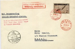 891050) Flugpost 28.6.34, Schweiz Balkanflug Brief Etappe bis Istanbul - Bild 1 von 1