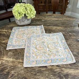 Pottery Barn Block Print Pillow Covers India Cotton 20x 20 Boho Multi Ethnic - - Picture 1 of 3