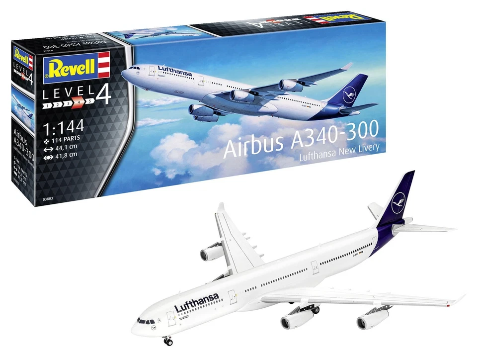 REVELL 03803 MODELLO AIRBUS A340-300 LUFTHANSA NUOVA LIVREA 1/144 - Immagine 1 di 1