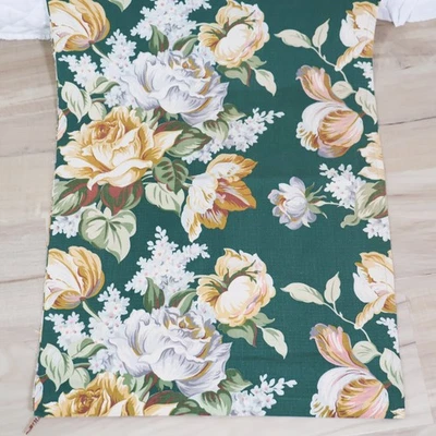 Precioso panel de cortinas de tela de corteza rosas mostaza tulipanes en verde 23x66 de colección Foto 1 de 4