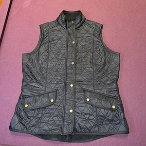 Barbour Cavalry Gilet collar pockets zip snap fleece lined vest-US Women's 16 - Picture 1 of 11