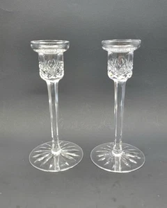 Waterford Lismore Kerzenhalter 2er Set klar geschliffen Bleikristall 8" hoch Irland  - Bild 1 von 17