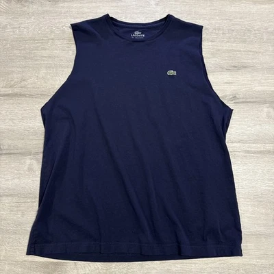 Camiseta sin mangas Lacoste azul marino para hombre talla 6 (XL) corte sin mangas camisa de algodón Pima Foto 1 de 3