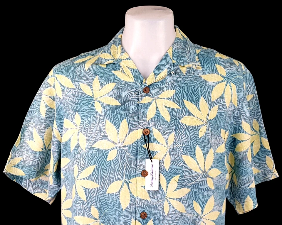 TOMMY BAHAMA RELAX Mens 100% LINEN Blue S/S LUXURY HAWAIIAN SHIRT - M - 46"-£119 - Image 1 of 4