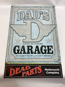 Dad's Father's Step-dad's man cave garage metal wall art sign 16" x 12 1/2" - Foto 1 di 2
