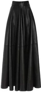 Women's Black Genuine Lambskin Leather Maxi Skirt Leather Outfit Ankle Skirt - Picture 1 of 4