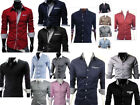 Men's Long Sleeve Casual Slim Fit 100%Cotton Dress Shirts Top Collection UK Size
