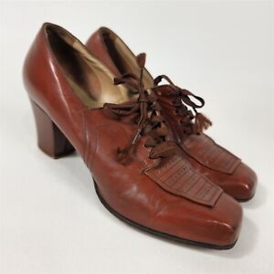 Vintage 1940s/50s Florsheim Brown Leather Womens Shoes Heels Oxfords Size 4.5/5