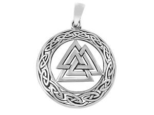 925 Sterling Silver Celtic Infinity Knots Norse Valknut Viking Odin Pendant 7gr