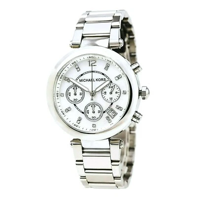 Michael Kors Parker Color Argento + Cronografo Quadrante + Mop, Cristallo, Data - Immagine 1 di 2