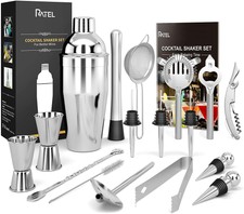 Set completo per cocktail Barman bar tender con shaker in acciaio inox + libro