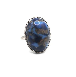 Blauer Konfetti Lucite verstellbarer Ring, 1970-80er Jahre - Bild 1 von 4