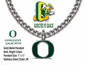 NEW! OREGON DUCKS NECKLACE 24" STAINLESS STEEL CHAIN FOOTBALL HOT! FREE SHIP' - Picture 1 of 19