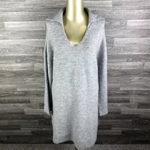 H&M Pulloverkleid Kragen V-Ausschnitt Wolle Strick Langarm grau Damen Größe Small - Bild 1 von 11