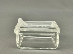 Heinrich Hoffmann Art Deco MEDITATION Clear & Satin Glass 3.5" Trinket Box 1930 - Picture 1 of 21