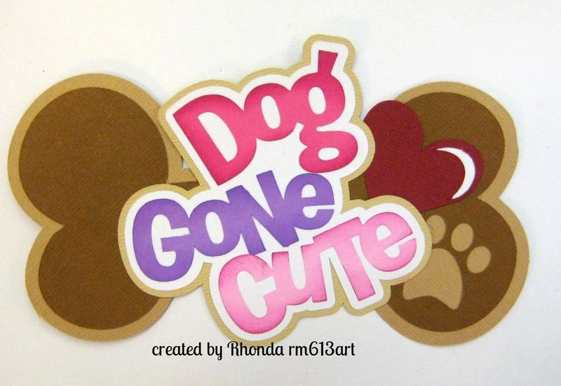 Perro cachorro mascota niña papel pieza título prefabricado álbum de recortes página troquelado Rhonda Foto 1 de 1