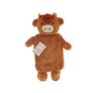 Hot Water Bottle Highland Cow Novelty Animal Removeable Cover Faux Fur 2L - Picture 1 of 2