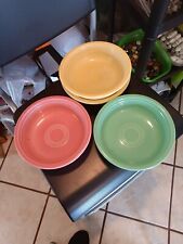 4 FIESTAWARE 7" CEREAL SOUP BOWLS 2 Yellow, 1 Green 1 Pink Retired Colors Fiesta
