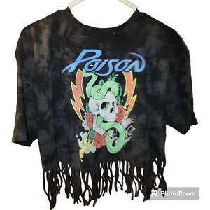 Poison Band T-Shirt WOMEN'S M Short Sleeve Crew Neck Tie Dye Graphic FRINGE - Picture 1 of 6