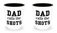 Dad Calls the Shots - Set of 2 Shot Glasses - Fathers Day Grandparents Day Gift