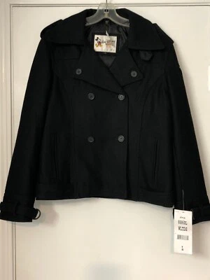 Nuevo Abrigo Nuevo Con Etiquetas Walt Disney World Mickey Mouse 71 Mezcla Lana Negro Guisante Grande L Foto 1 de 4