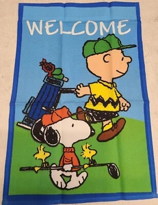 Bandera de jardín "Bienvenido" Snoopy and Charlie Brown 12”x 18” - Imagen 1 de 1