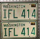 Natural 1974 Pair Washington Licence Plate Ifl 414 Passenger King County Seattle